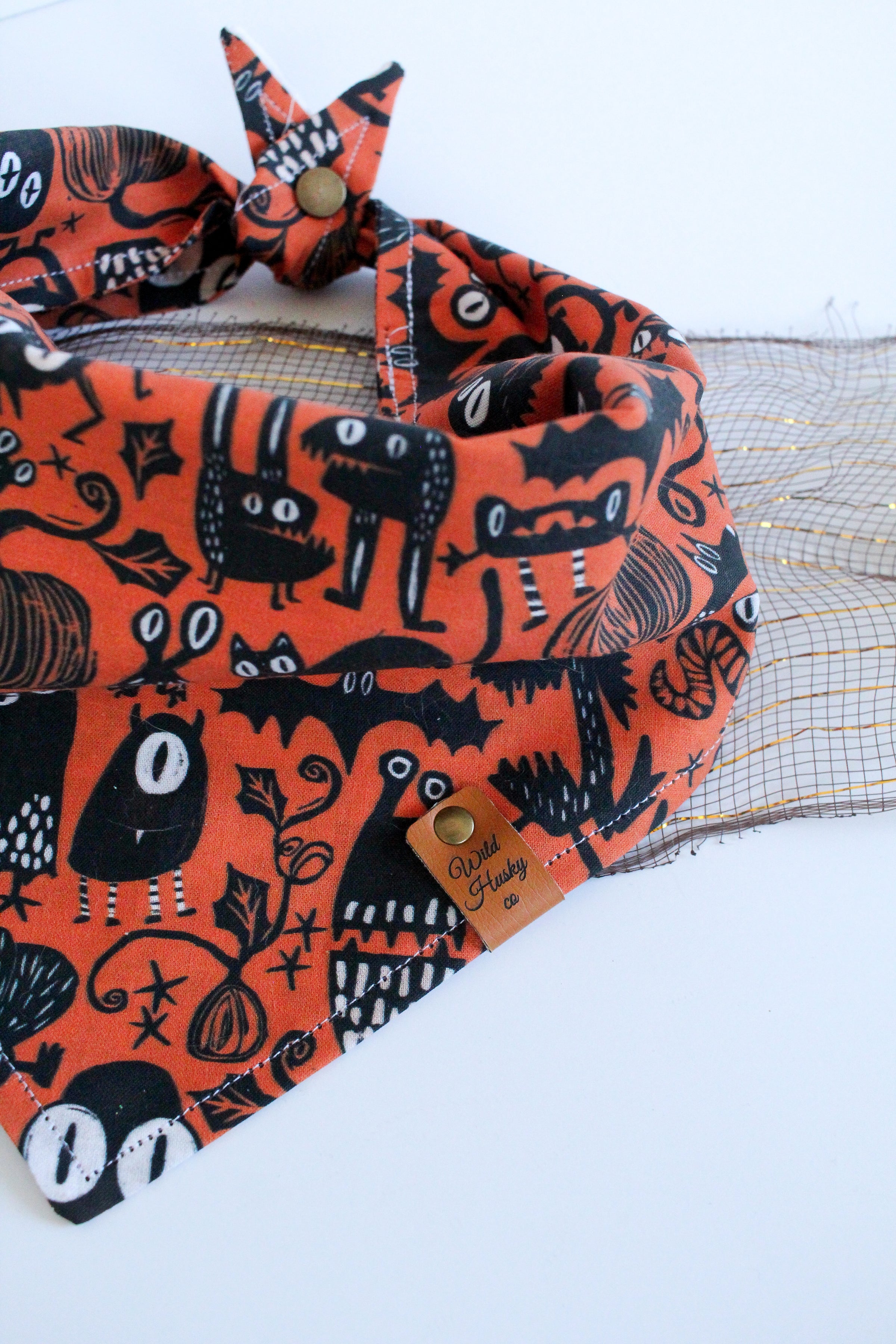 Monsters on Orange | Dog bandana